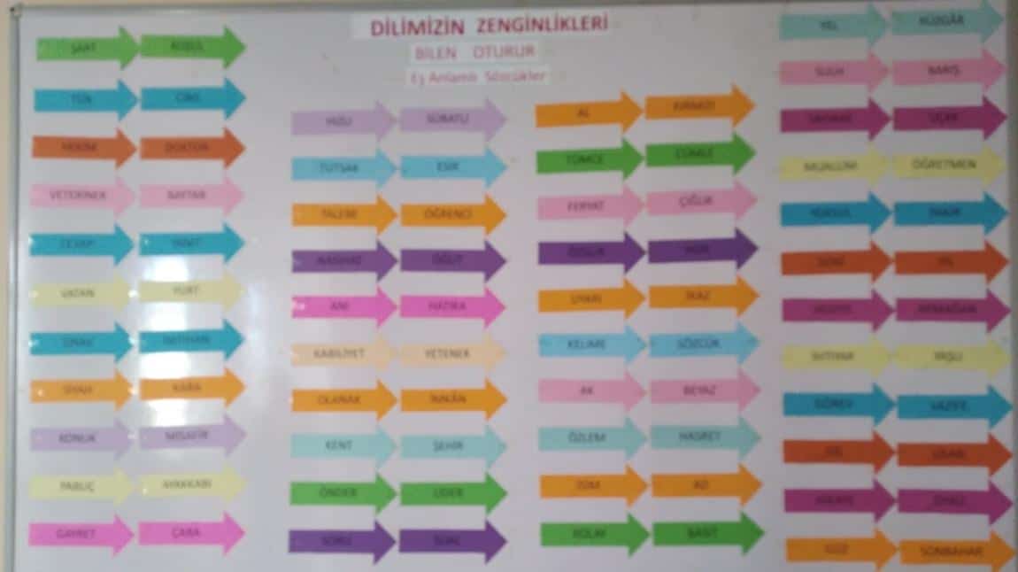 Dilimizin Zenginlikleri Kapsamında Okulumuzda Hazırlanan Pano